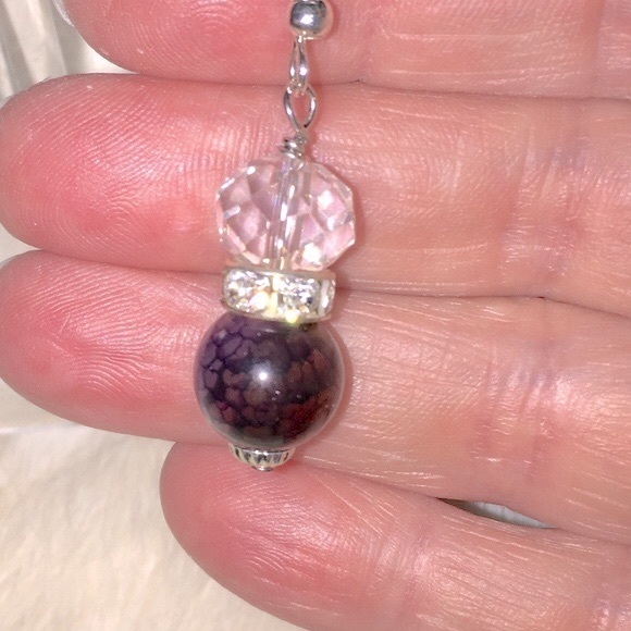 Snakeskin Quartz with Antique Crystal earrings Artesian Handmade - Picture 1 of 6